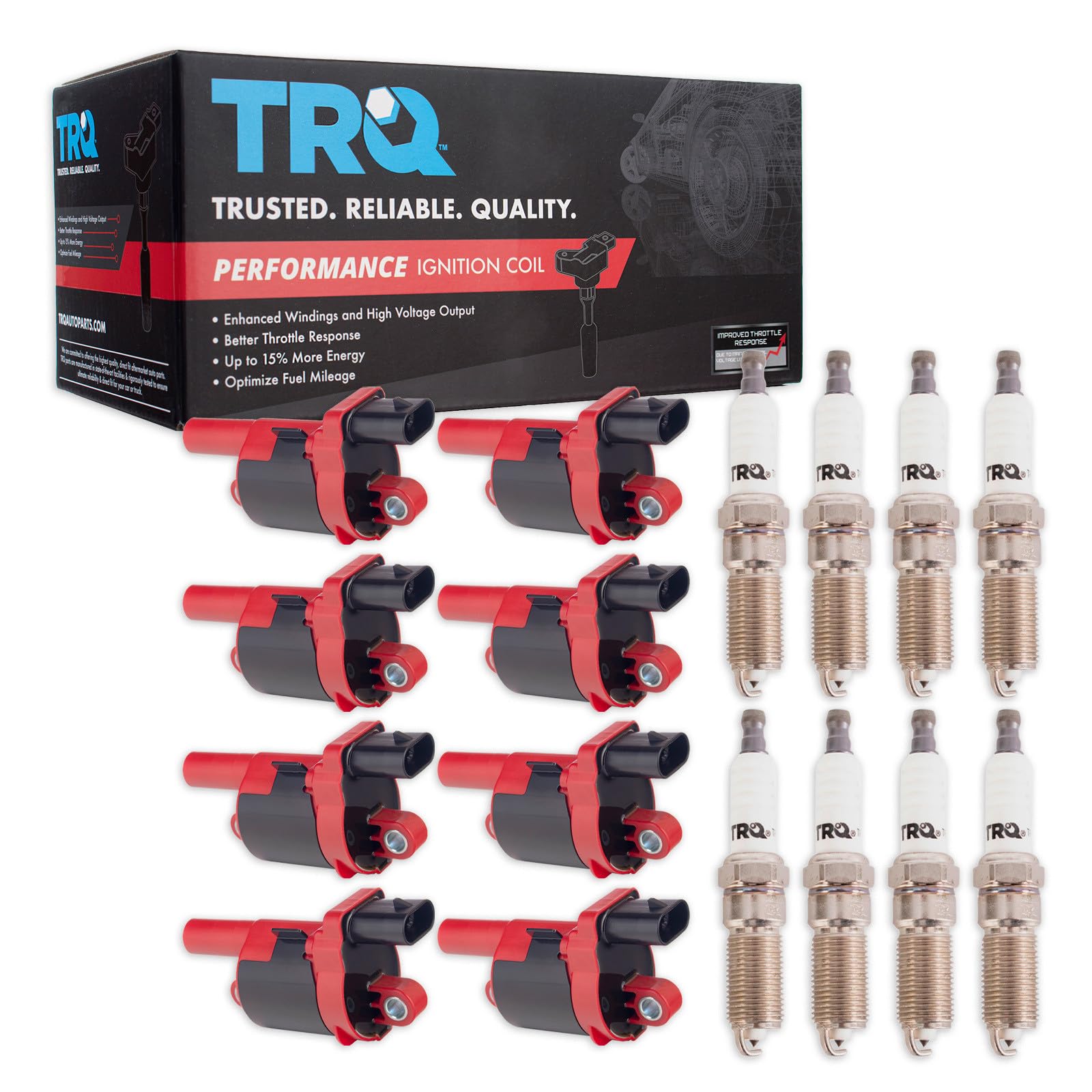 TRQ Performance Ignition Coils Spark Plugs Fits 14-20 Chevrolet